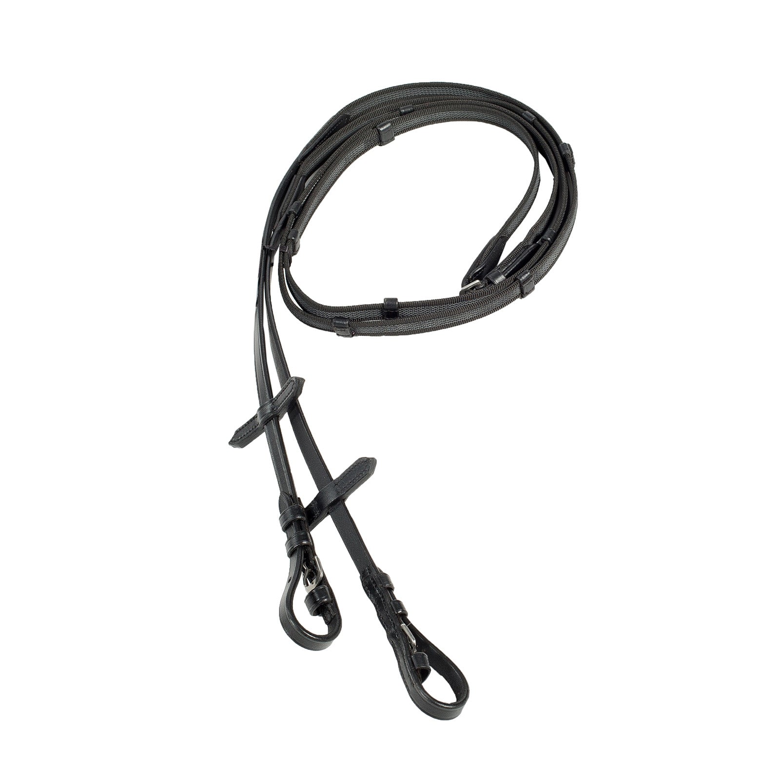 Gurtzügel Grip Für Pferde – Gummiert, Mit Lederstegen, Größe Warmblut, Schwarz