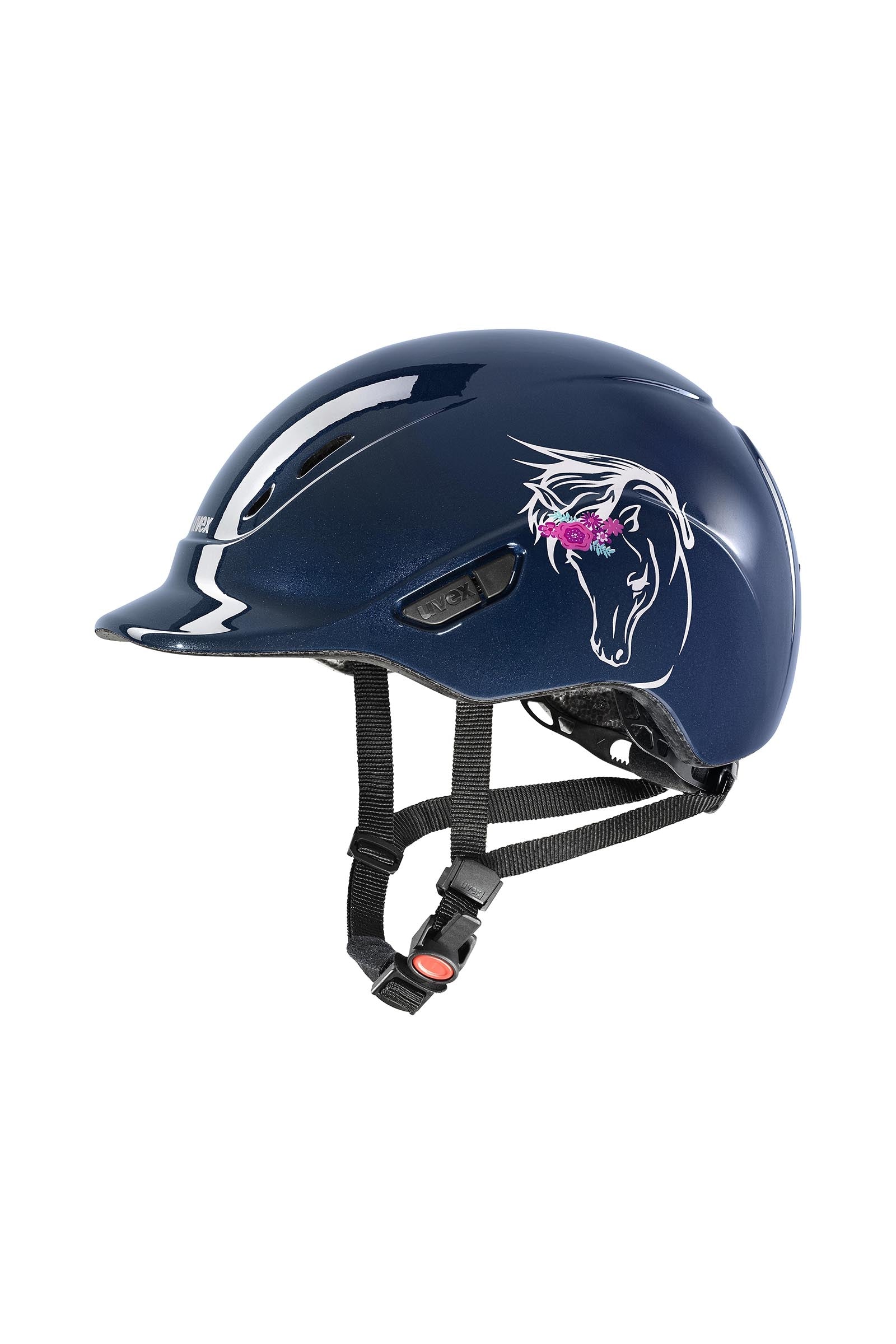 fahrradhelm damen ebay Kidoxx Dekor Kinder Reithelm flower pony navy shiny 49-54 – horze