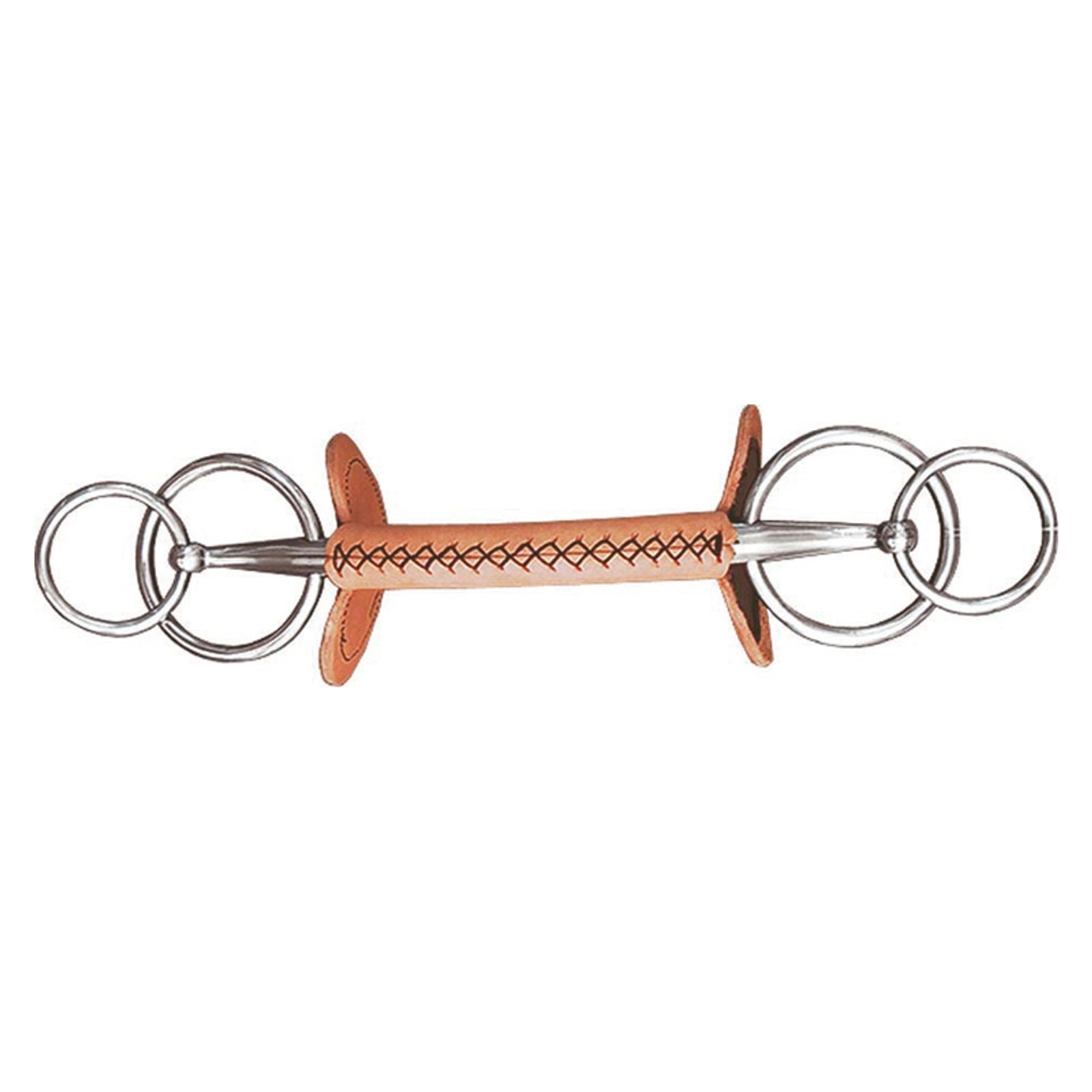 Finntack Erweitertes Doppel-Ring-Gebiss mit Leder ummantelt, Stange Fahrsport