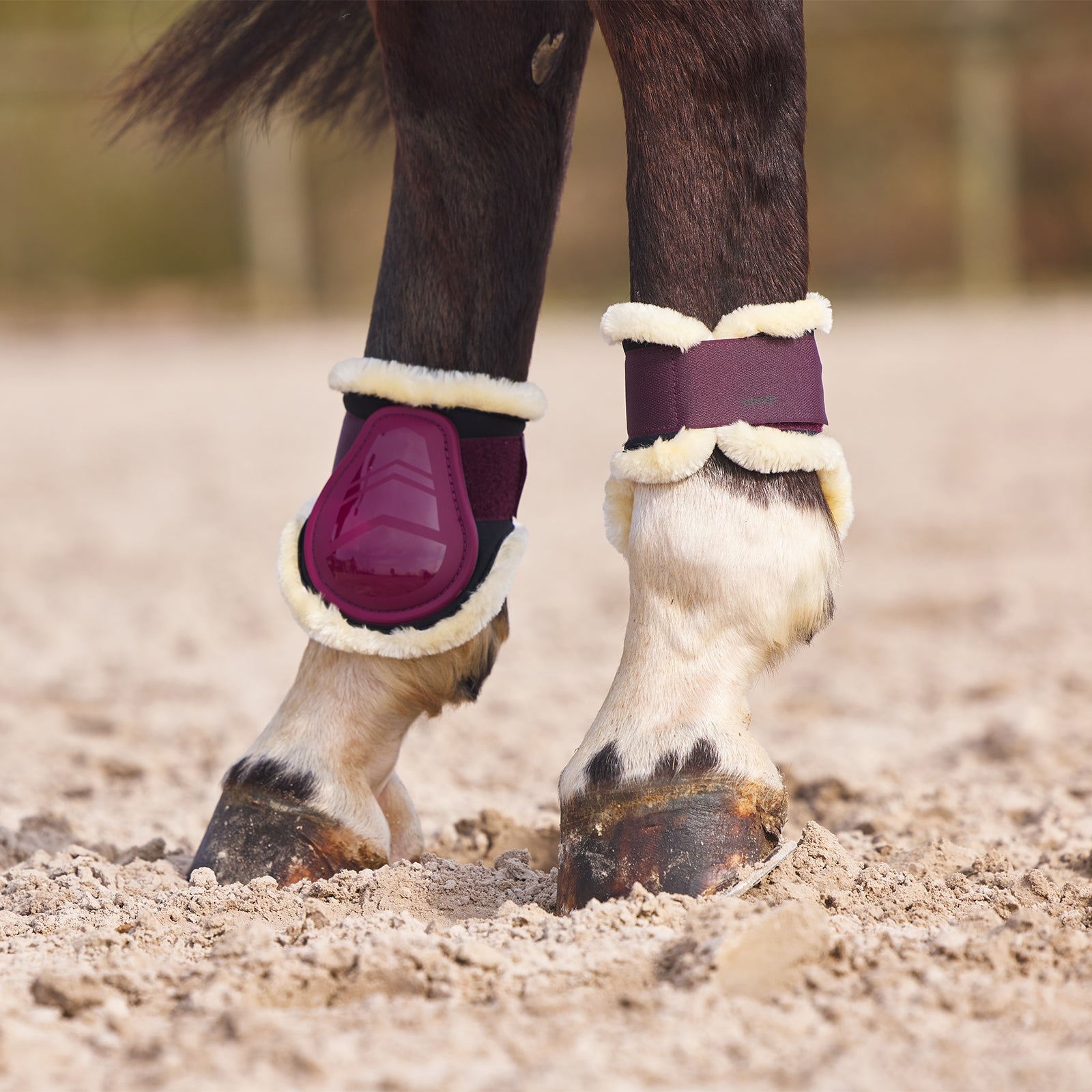 Horze Windsor Fetlock Boots with Faux Fur Lininig Leg Protection & Hoof Protection for Horses
