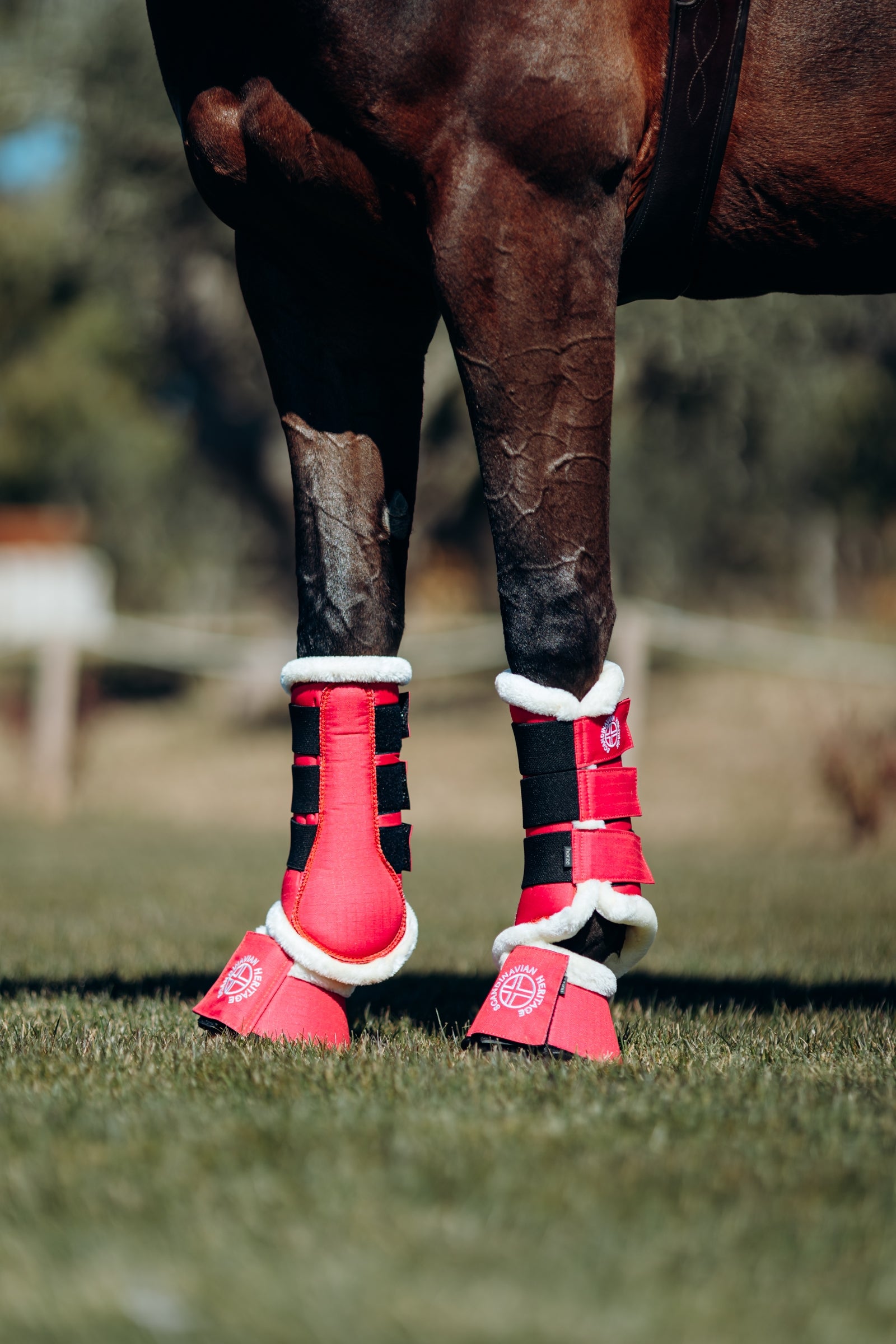Horze Oslo Faux Fur Bell Boots Leg Protection & Hoof Protection for Horses