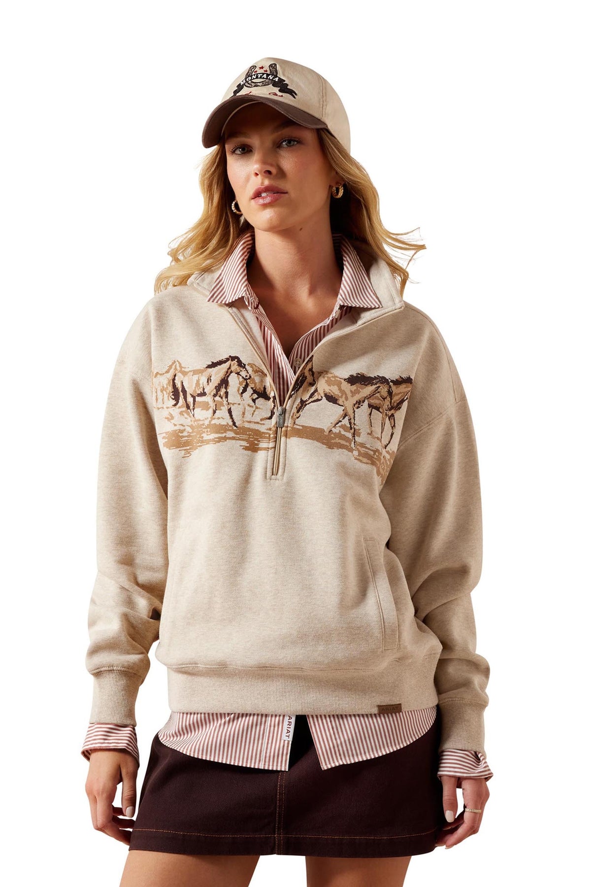 Ariat Damen Running Wild Sweatshirt mit 1/2-Reißverschluss Damen Reitbekleidung