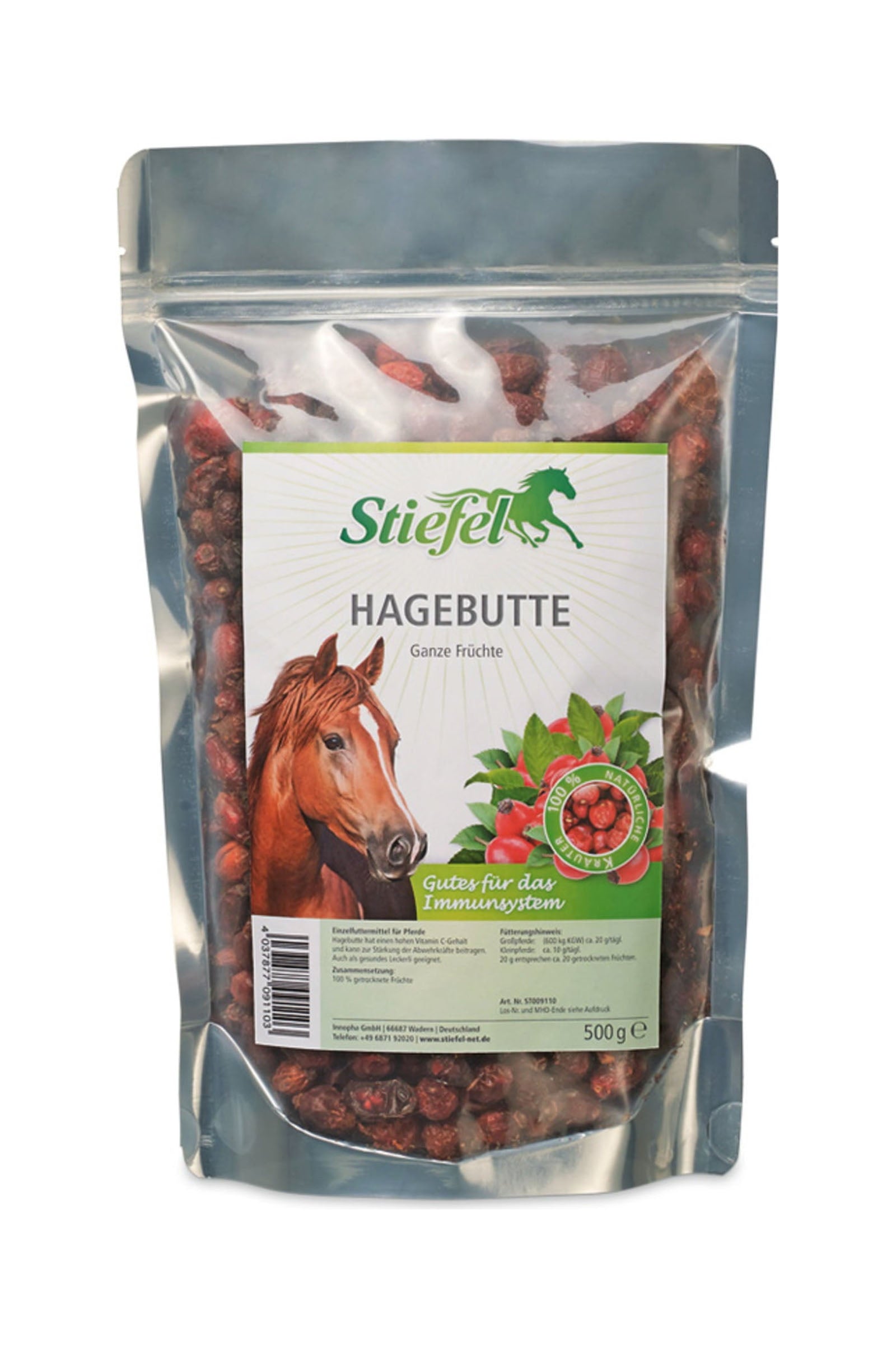 Stiefel Hagebutten ganze Früchte, 500g Horse Feed & Nutrition