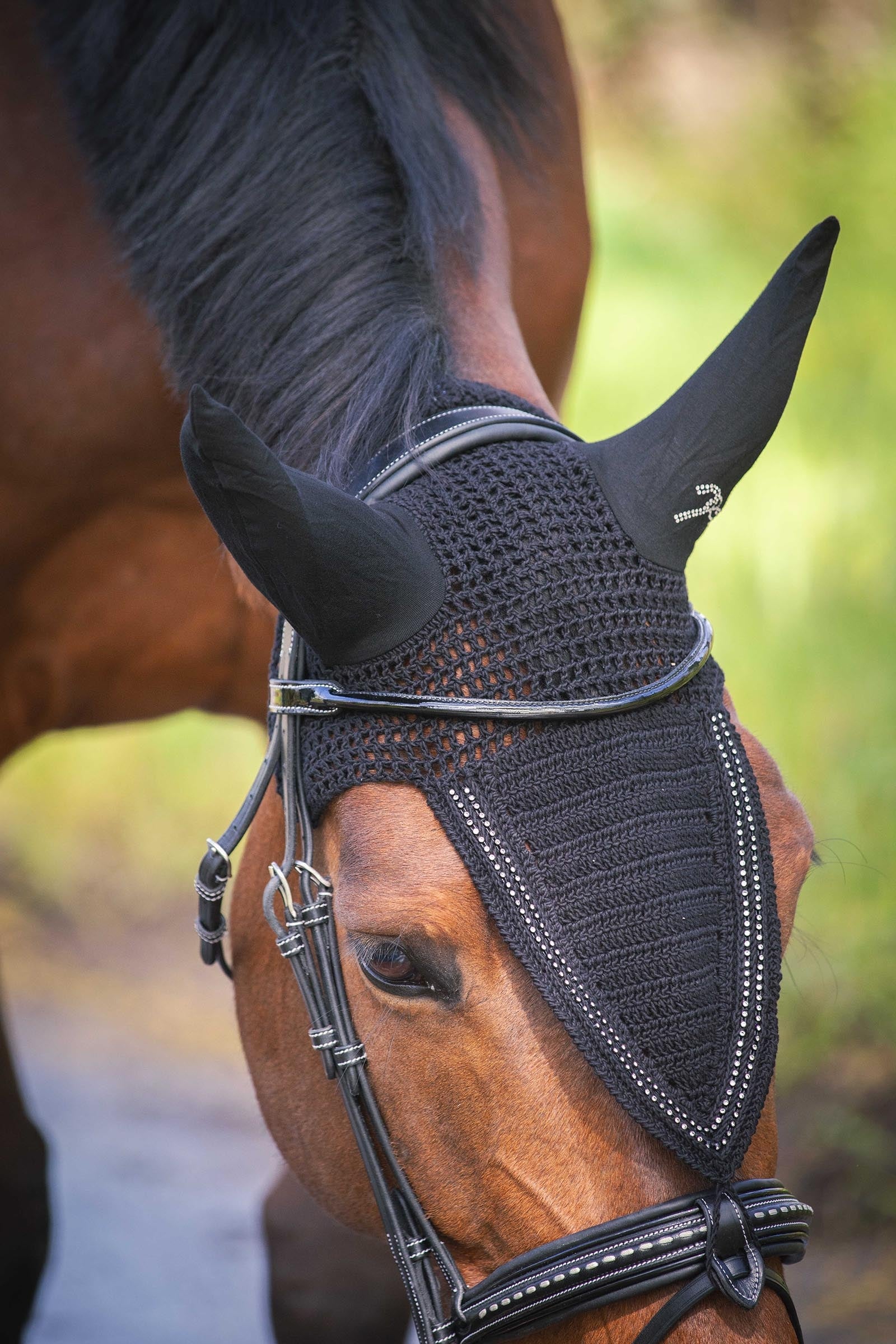 PENELOPE Long Fly Veil With Strass Antifly Protection for Horses