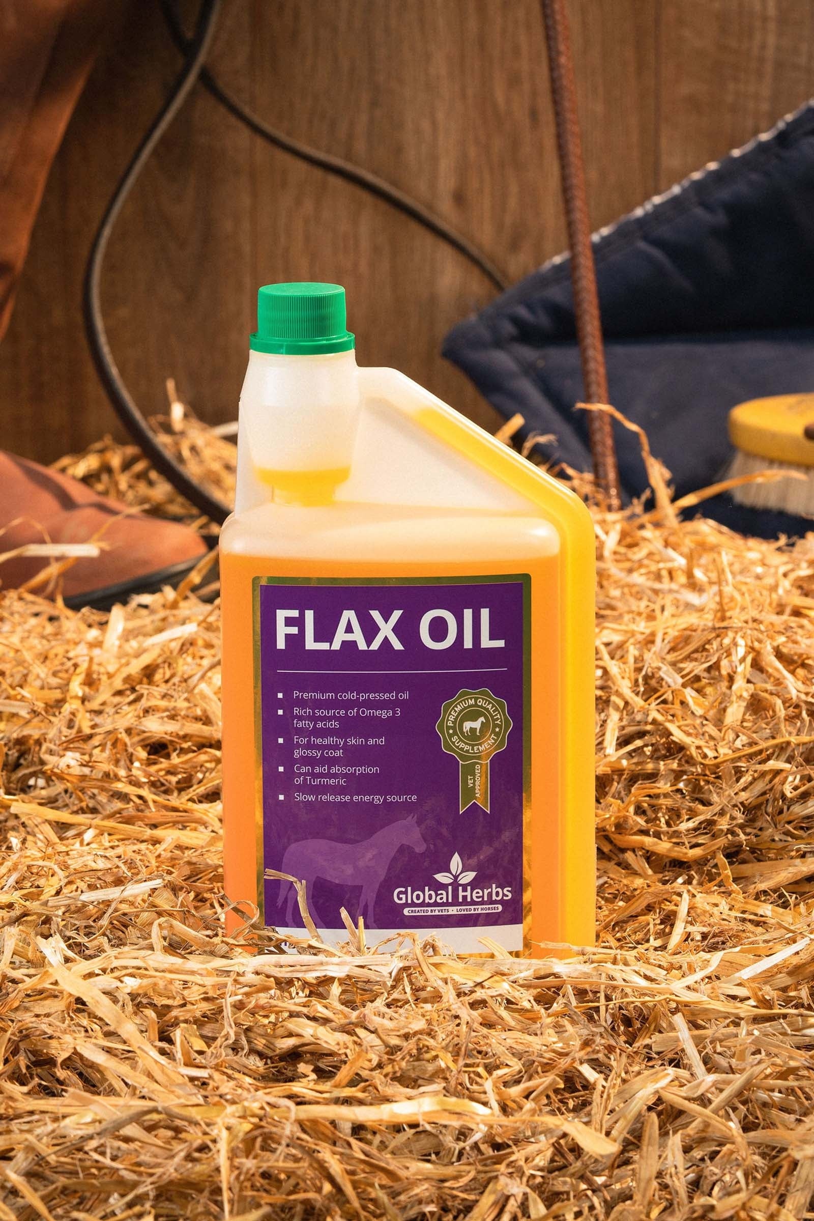 Global Herbs Flax Oil 1L Horse Feed & Nutrition