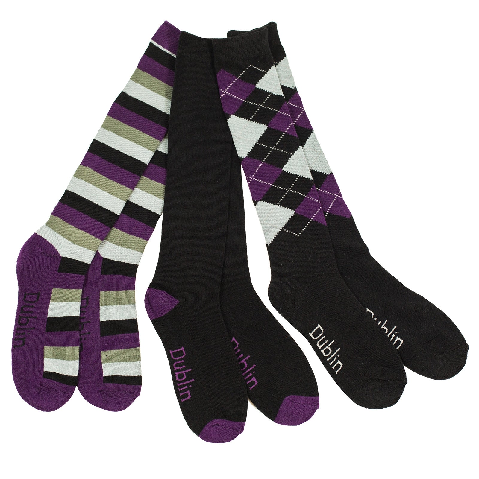Dublin Socken 3er Pack / 3 Muster Kniestrümpfe & Reitsocken