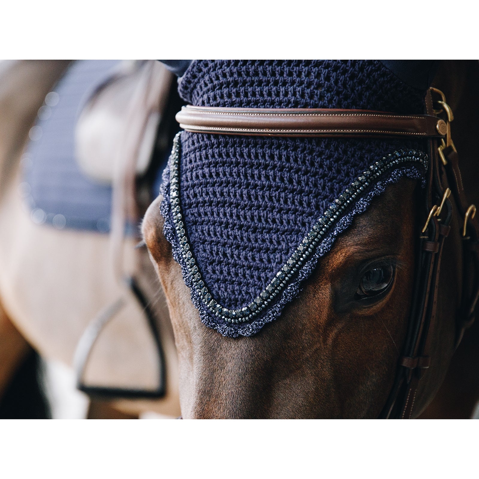 Kentucky Horsewear Fly Veil Long Stone & Pearl Saddle Pads