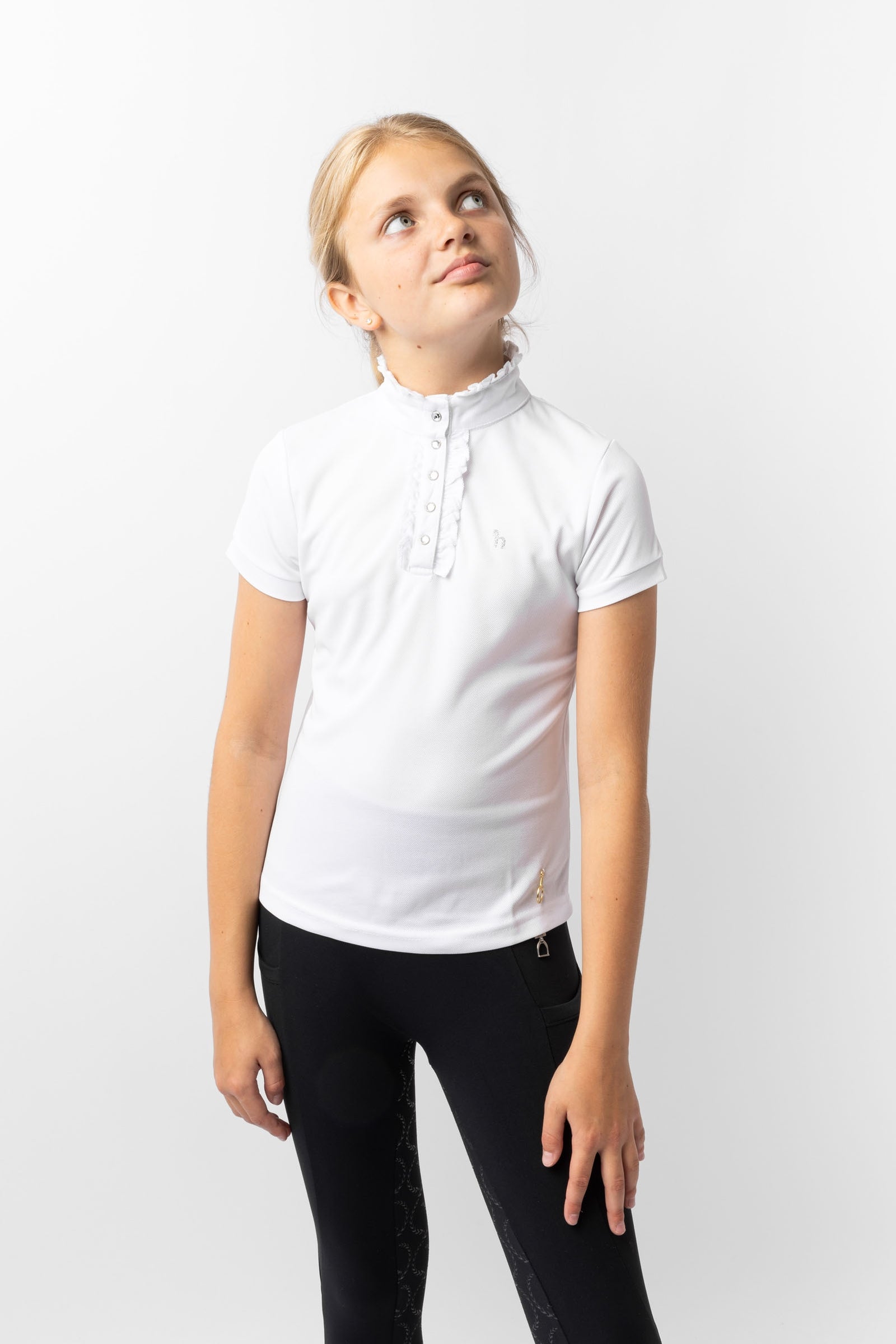 Horze Christel Kids Short Sleeve Ruffle Show Shirt Kids Apparel
