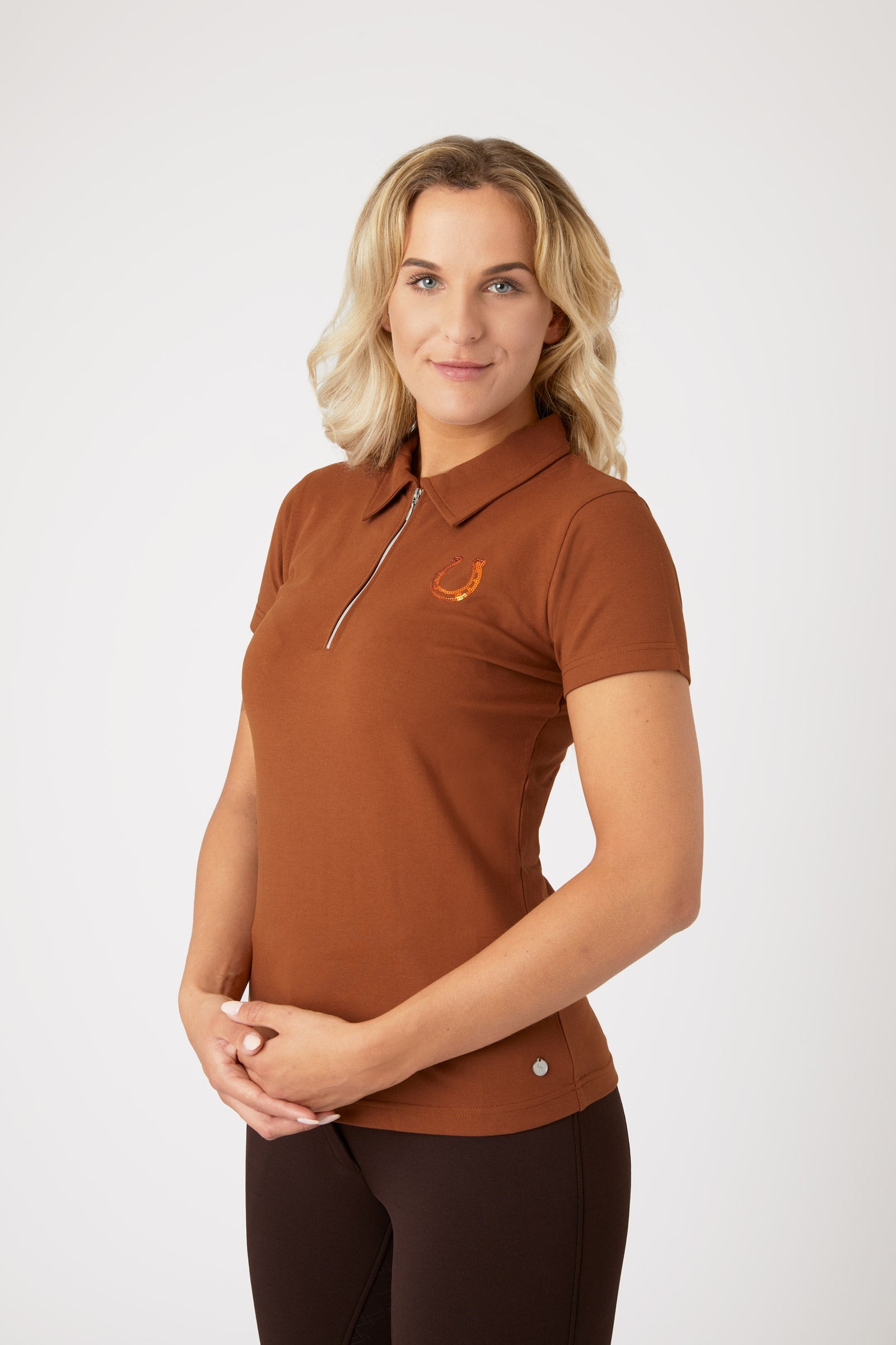 Horze Amy Damen Kurzarm-Poloshirt mit Baumwollstretch Damen Reitbekleidung