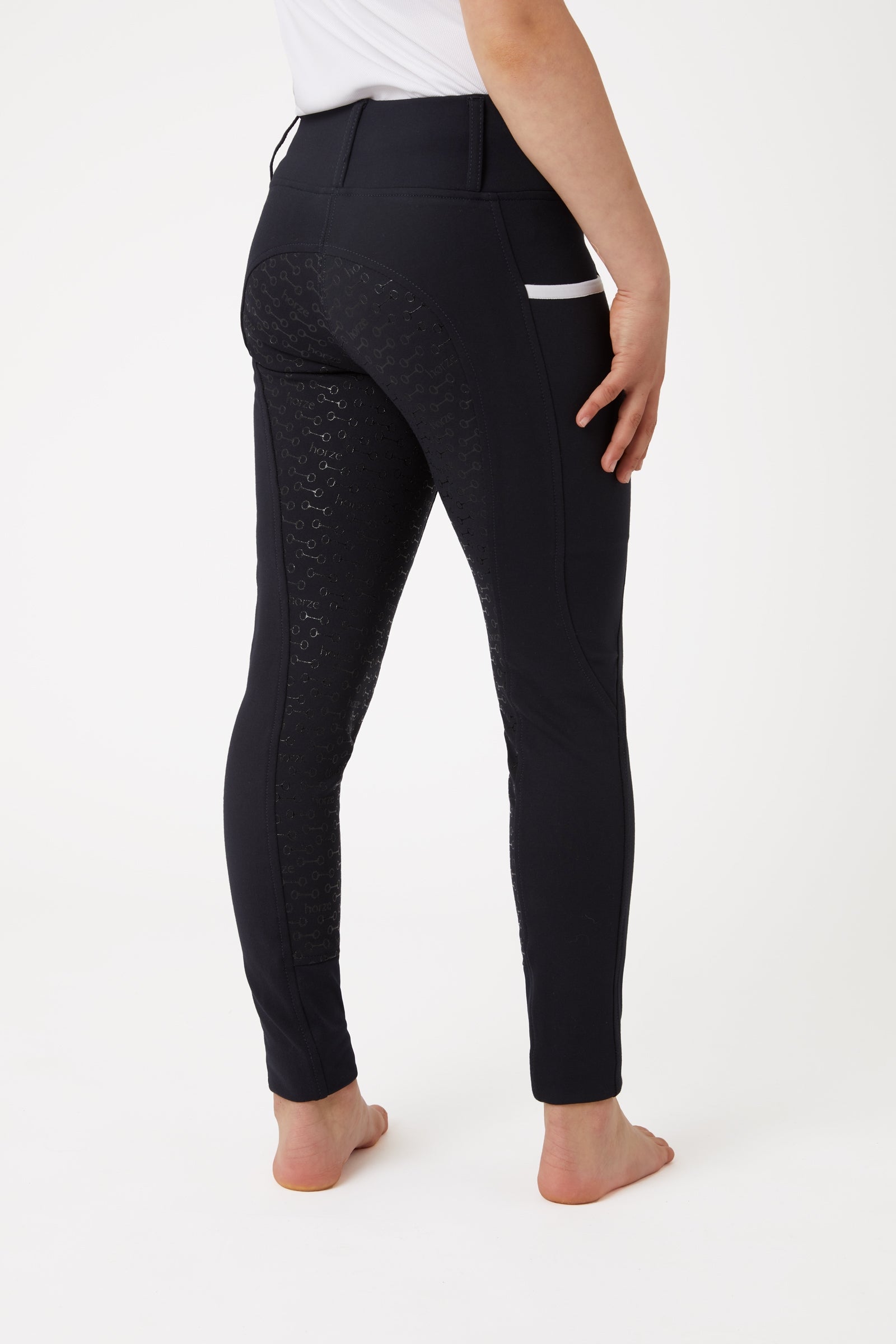 Horze Lucinda Kinder Reitleggings mit Silikonvollbesatz und hohem Bund Kinder Reitbekleidung