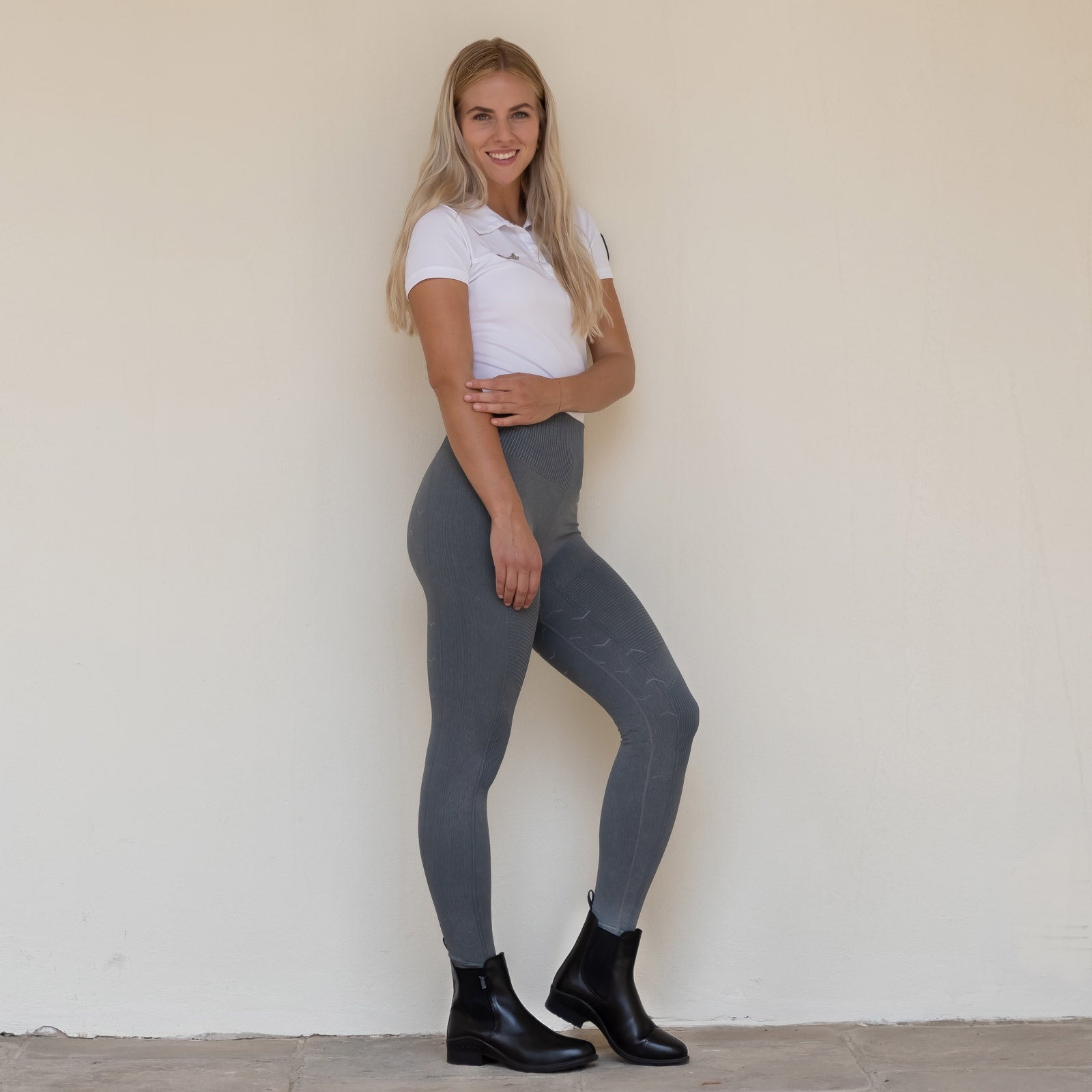 Horze Vanessa Women's Seamless Denim-Look Silicone Full Seat Tights Womens Breeches