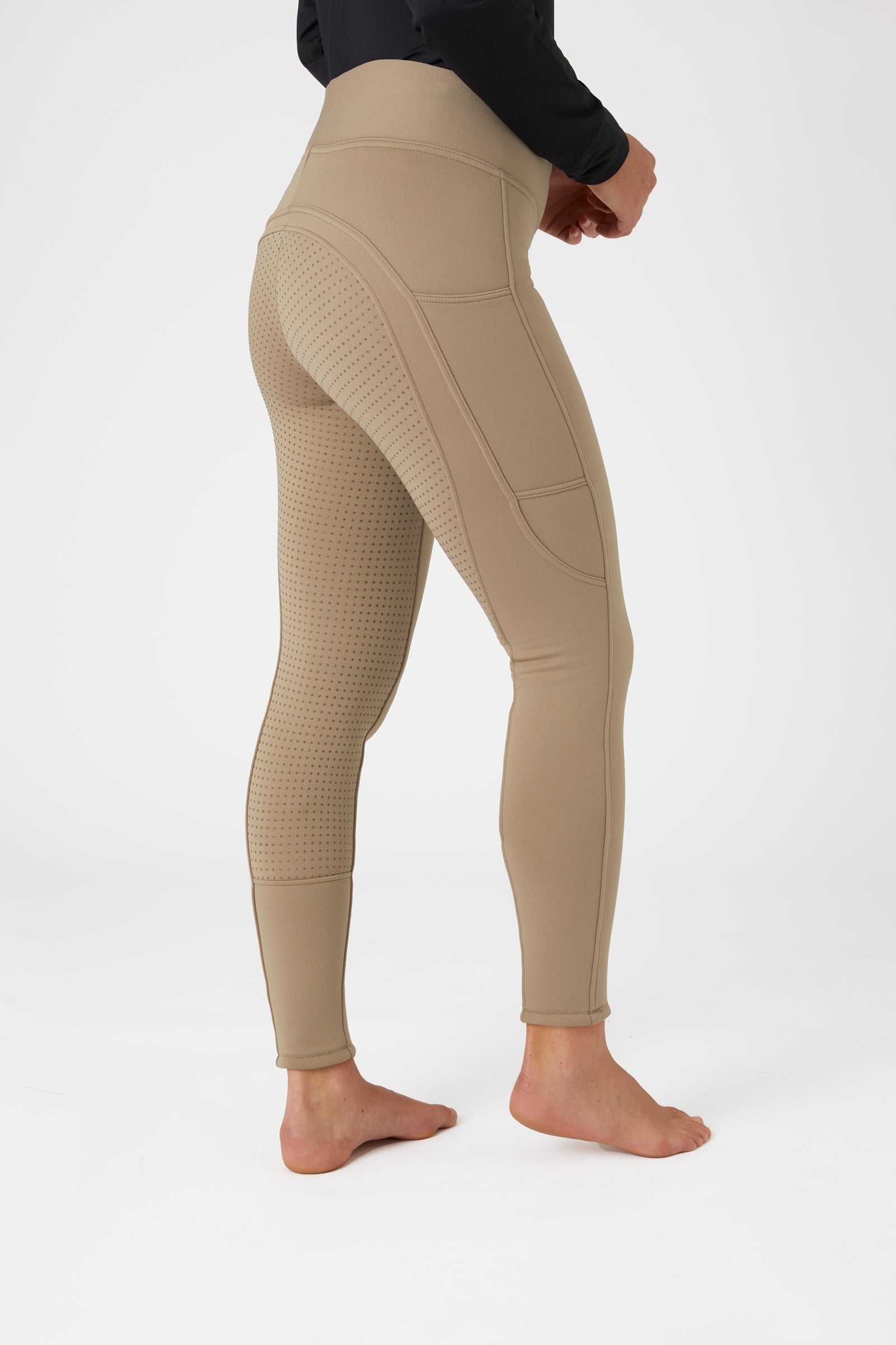 Horze Active Damen Winter Vollbesatzreitleggings mit Handytasche Womens Breeches