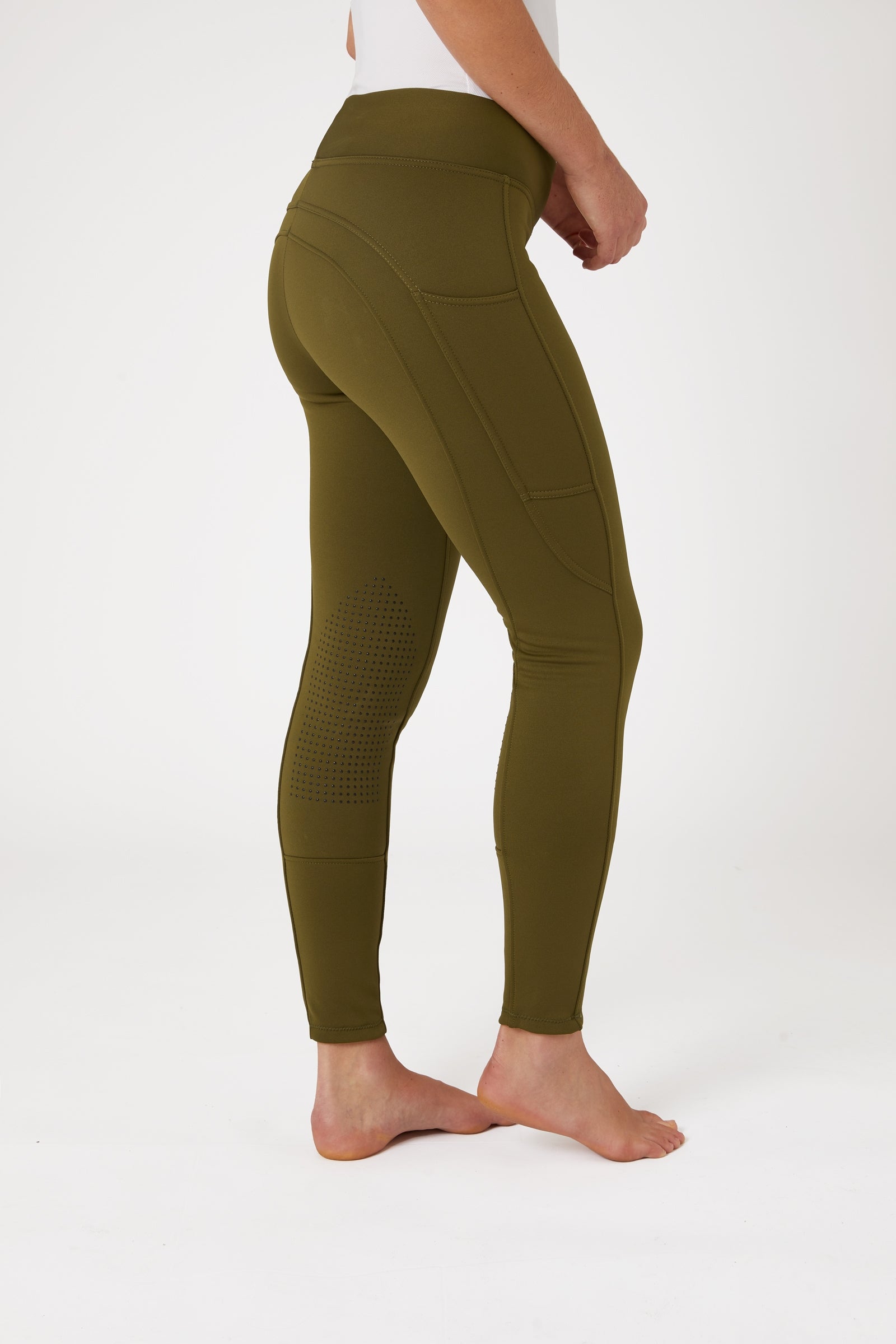 Horze Active Damen Winter Kniebesatzreitleggings mit Handytasche Womens Breeches