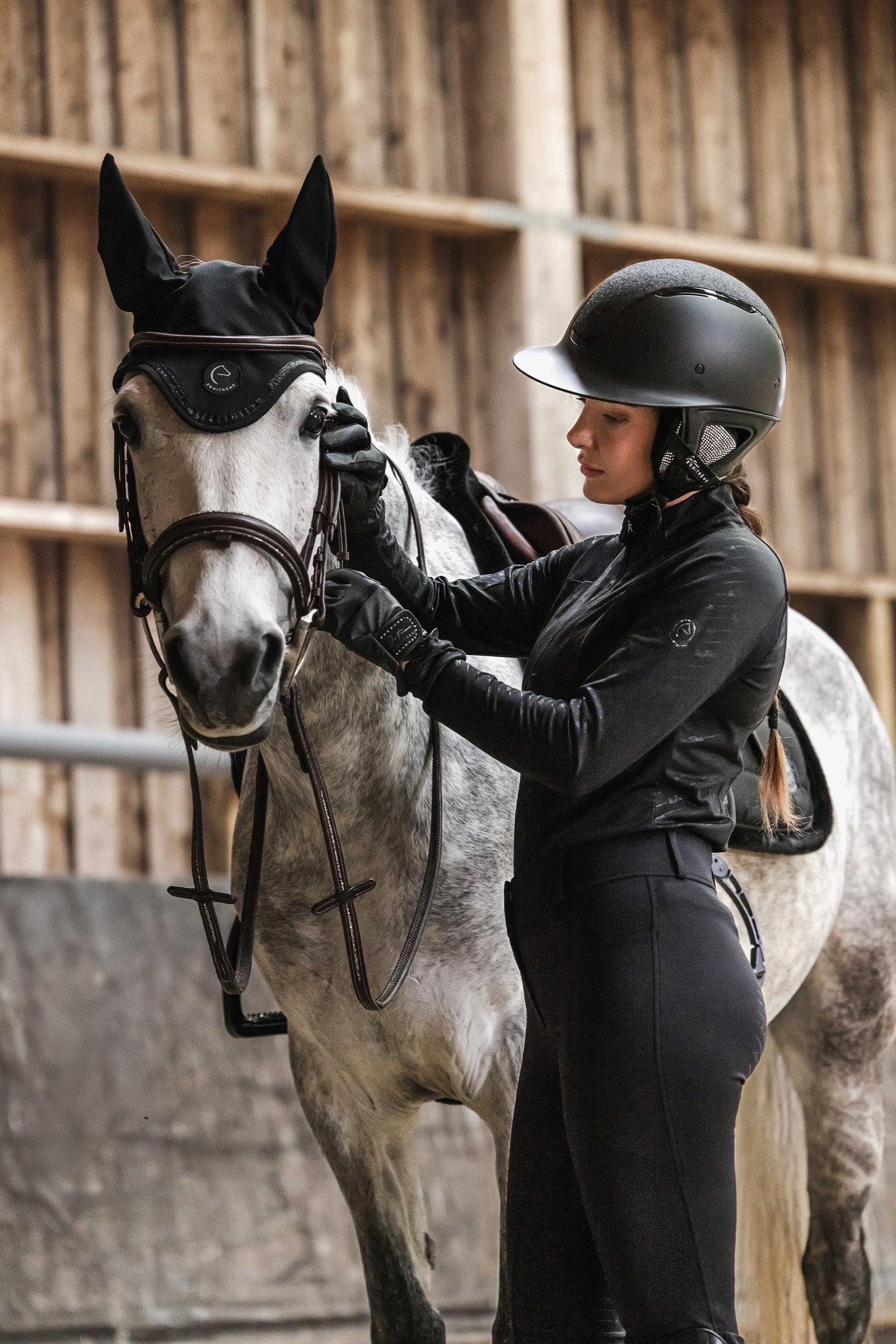 Equi Theme EQUITHÈME Soazy Helmet, Matt With Glossy Insert & Crystal Fabric Top Safety Equipment