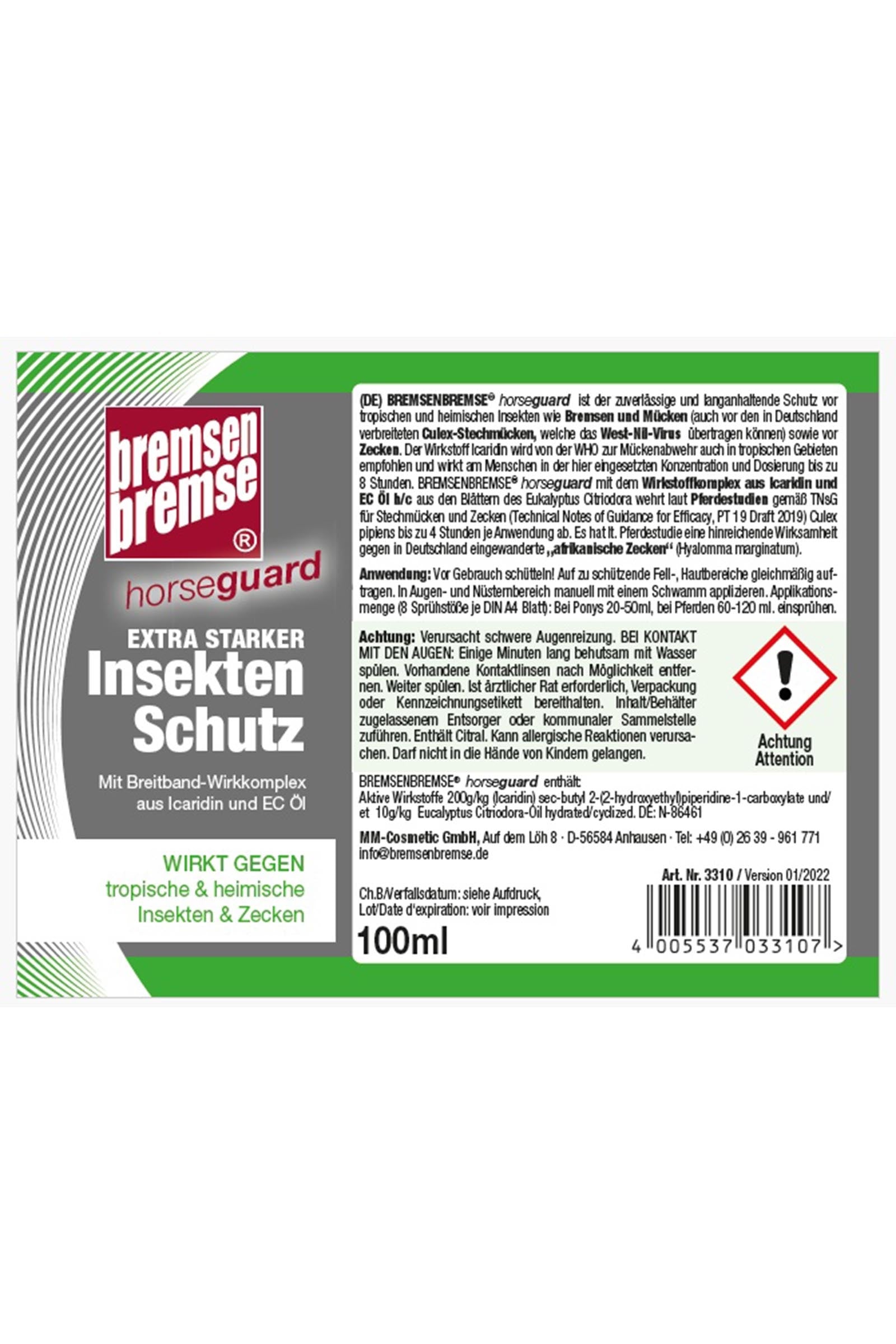 Bremsenbremse Insect Protection Horseguard 100ml Antifly Protection for Horses