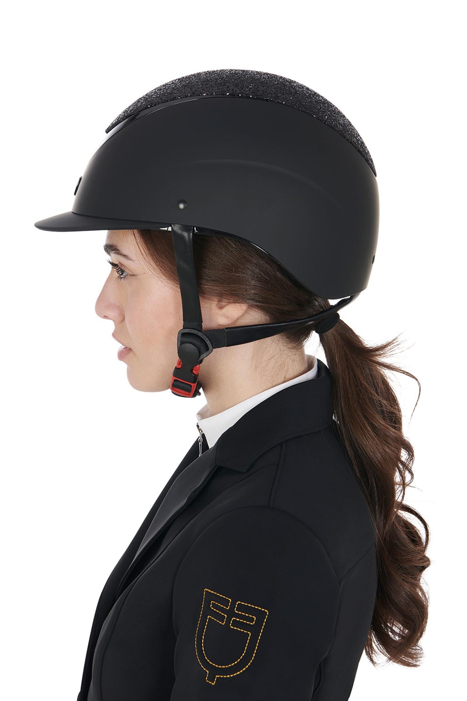 Equestro Narrow Visor Helmet With Rhinestones En 1384-2023 Homologation Safety Equipment