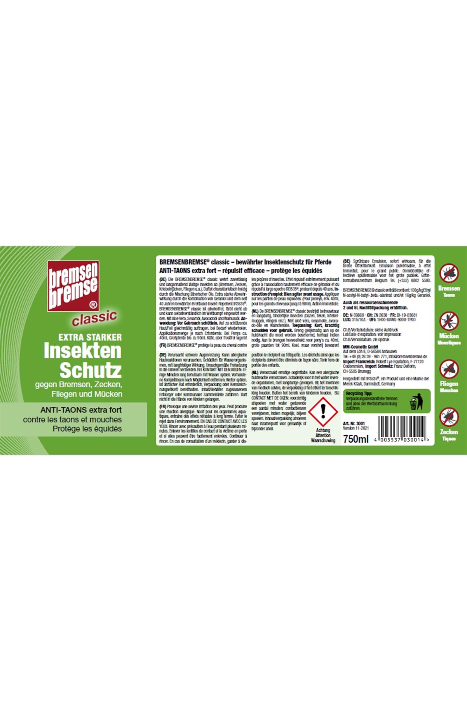 Bremsenbremse Insect Protection - Classic 750ml Antifly Protection for Horses