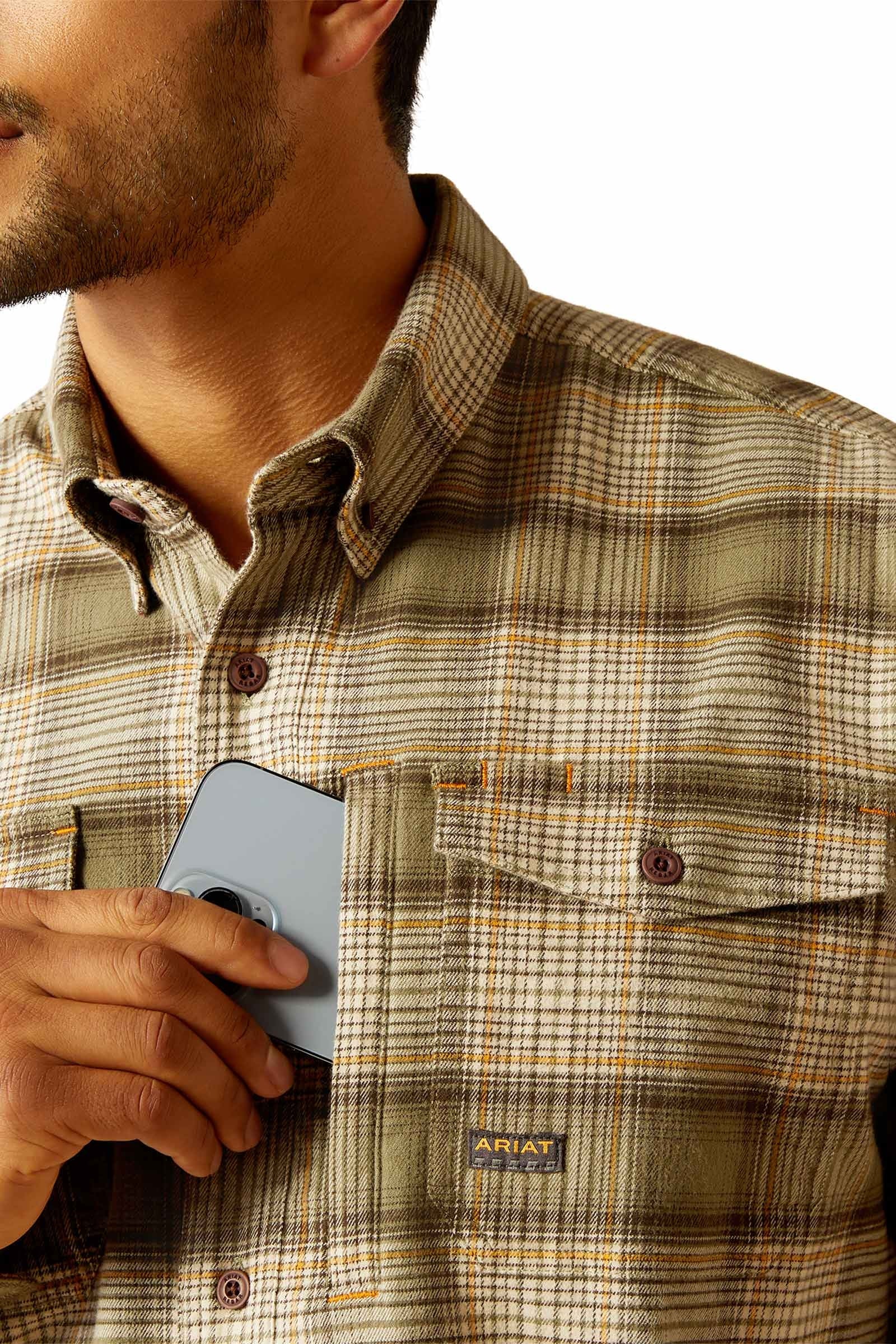 Ariat Rebar Flannel DuraStretch Work Shirt Mens Riding Clothing