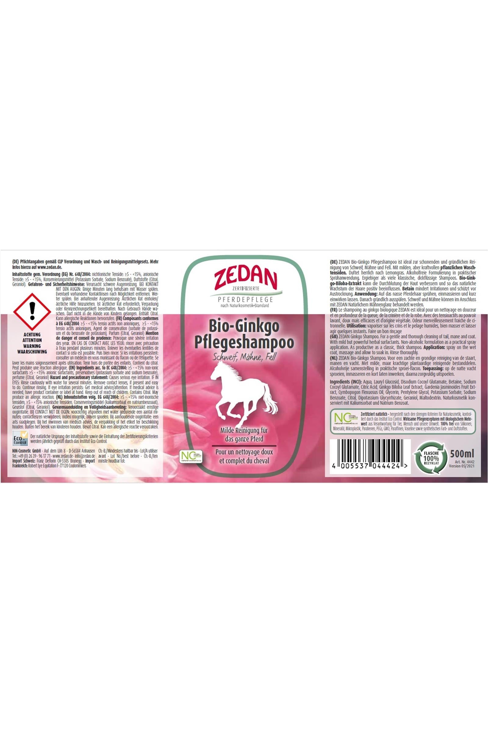 Zedan Bio-Ginkgo Care Shampoo, 500ml Horse Health Care