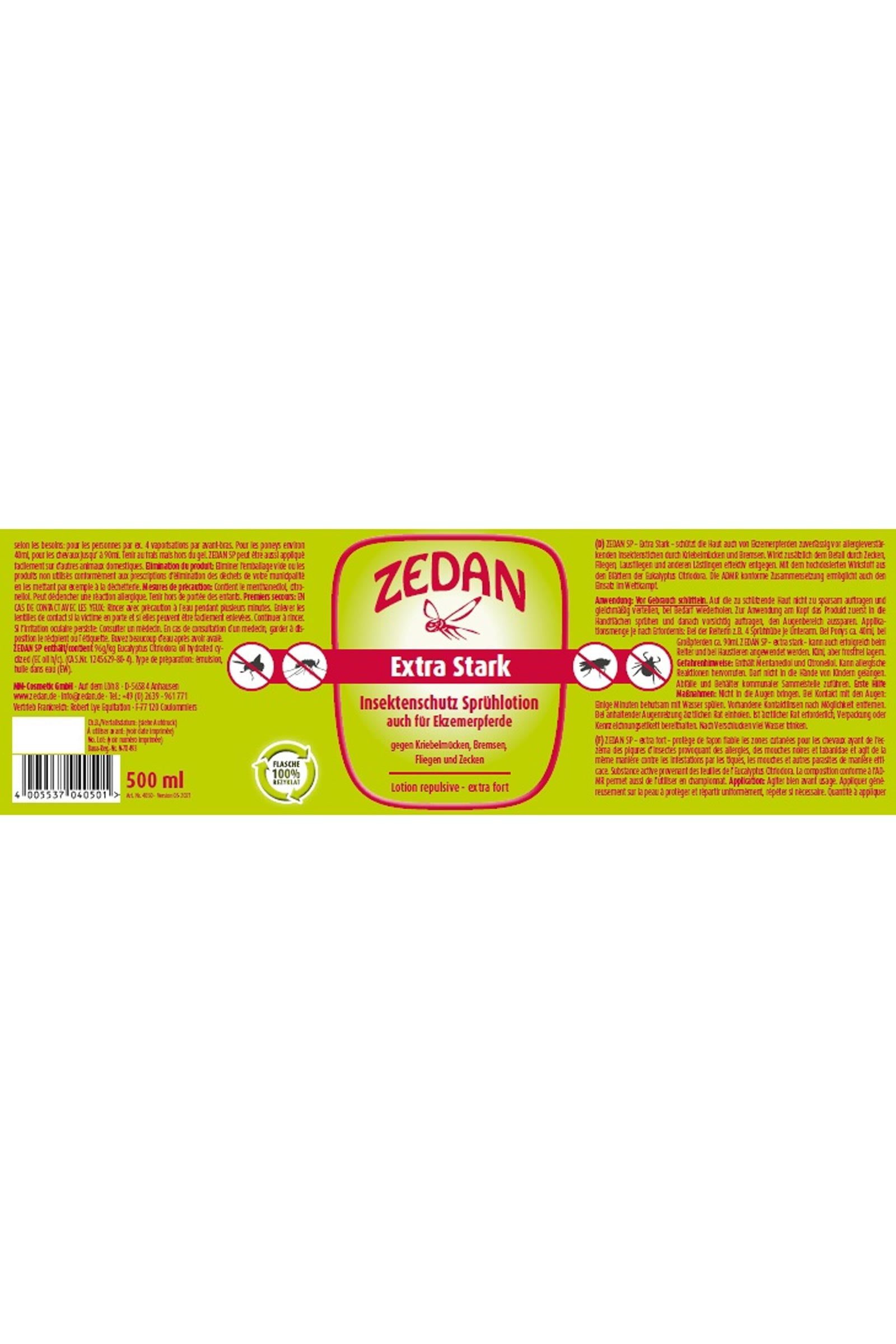 Zedan SP Extra Strong Insect Protection Spray Lotion 500ml Antifly Protection for Horses