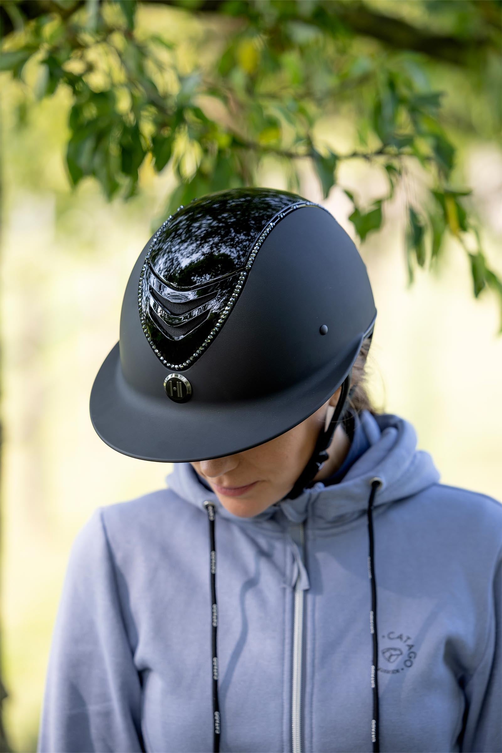 OneK Avancé Lux Matt, Glossy Top, Swarovski Riding Helmet Safety Equipment