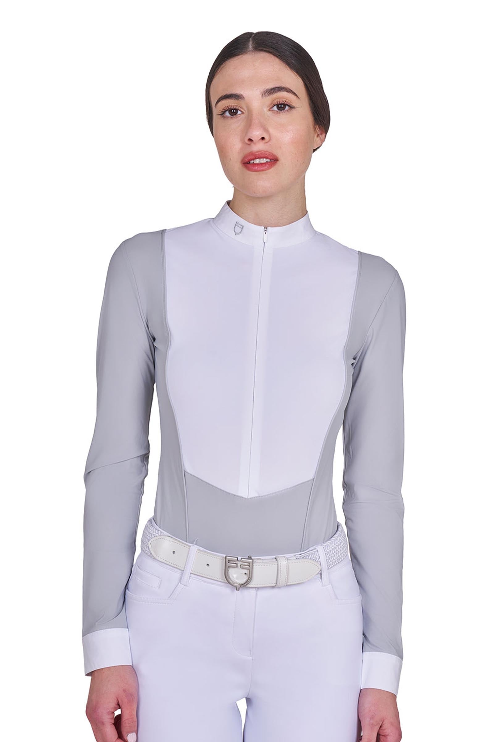Equestro SS2026 Damen Turnier Polo Shirt Langarm mit verdecktem Zipper Damen Reitbekleidung
